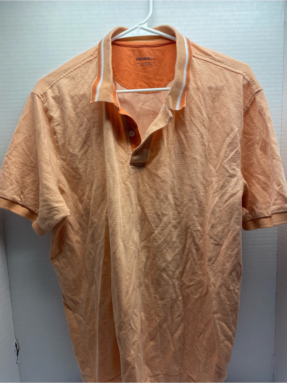 UNTUCKit Peach Short-Sleeve Polo with Contrast Trim